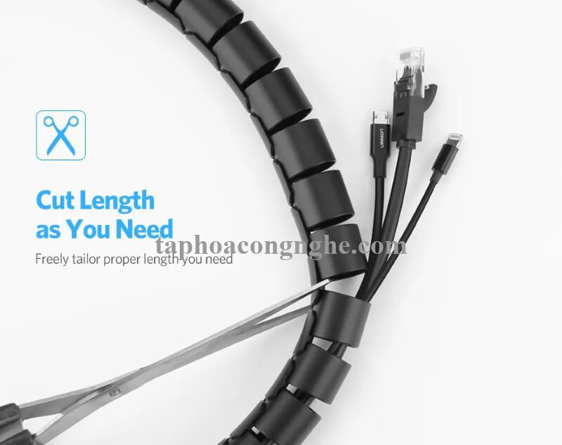 Ugreen 30820 5M màu Đen Dây ống xoắn PE bảo vệ cáp cao cấp LP121 30030820